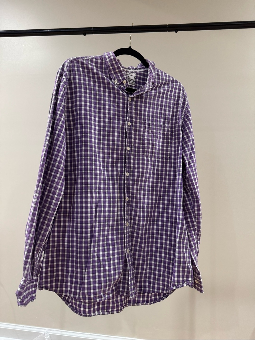 Old Navy Purple and White Check Button-Down Shirt